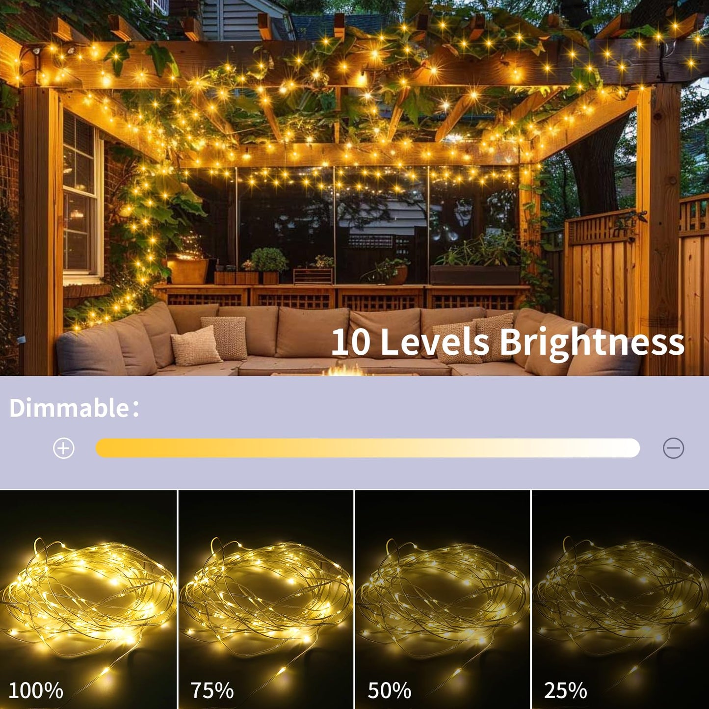 2 Pack Fairy String Lights Plug in, 33Ft 100 Micro Starry LED Twinkle Fairy Lights IP68 Full Waterproof with Remote for Bedroom Garden Christmas Decor (Warm White)