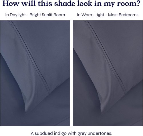 California Design Den Queen Sheet Sets - 400 Thread Count 100% Cotton Sateen - Soft, Breathable Indigo Dusty Blue