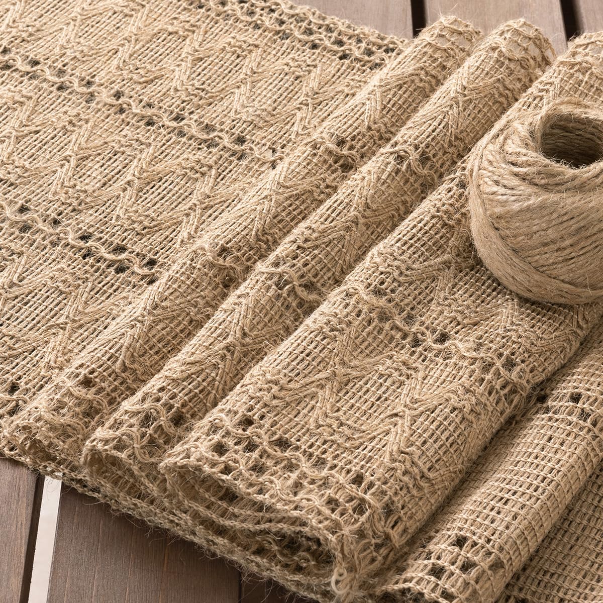 Socomi Boho Table Runner Easter Spring Farmhouse Burlap Jute Bamboo Rustic Dining Kitchen Centerpiece Decor Long Macrame Woven Coffee Table Runner for Dresser Scarf Home Decor 12x90 inch