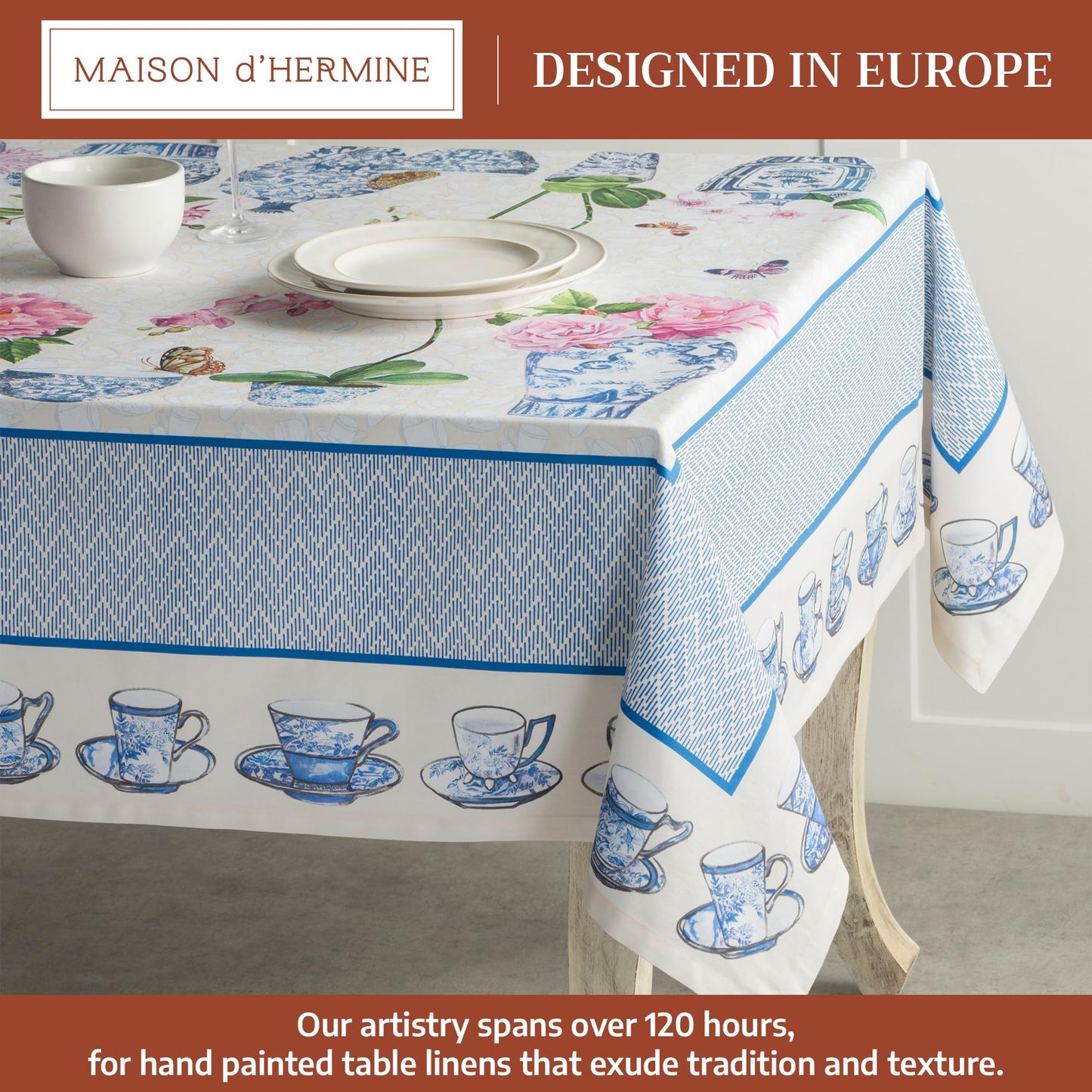 Maison d' Hermine Table Cloth Rectangle Table 100% Cotton 70 x 90 Inches Tablecloth Reusable Decorative for Dining Kitchen Room Farmhouse Home Gifts for Mothers Day Spring Summer - Canton