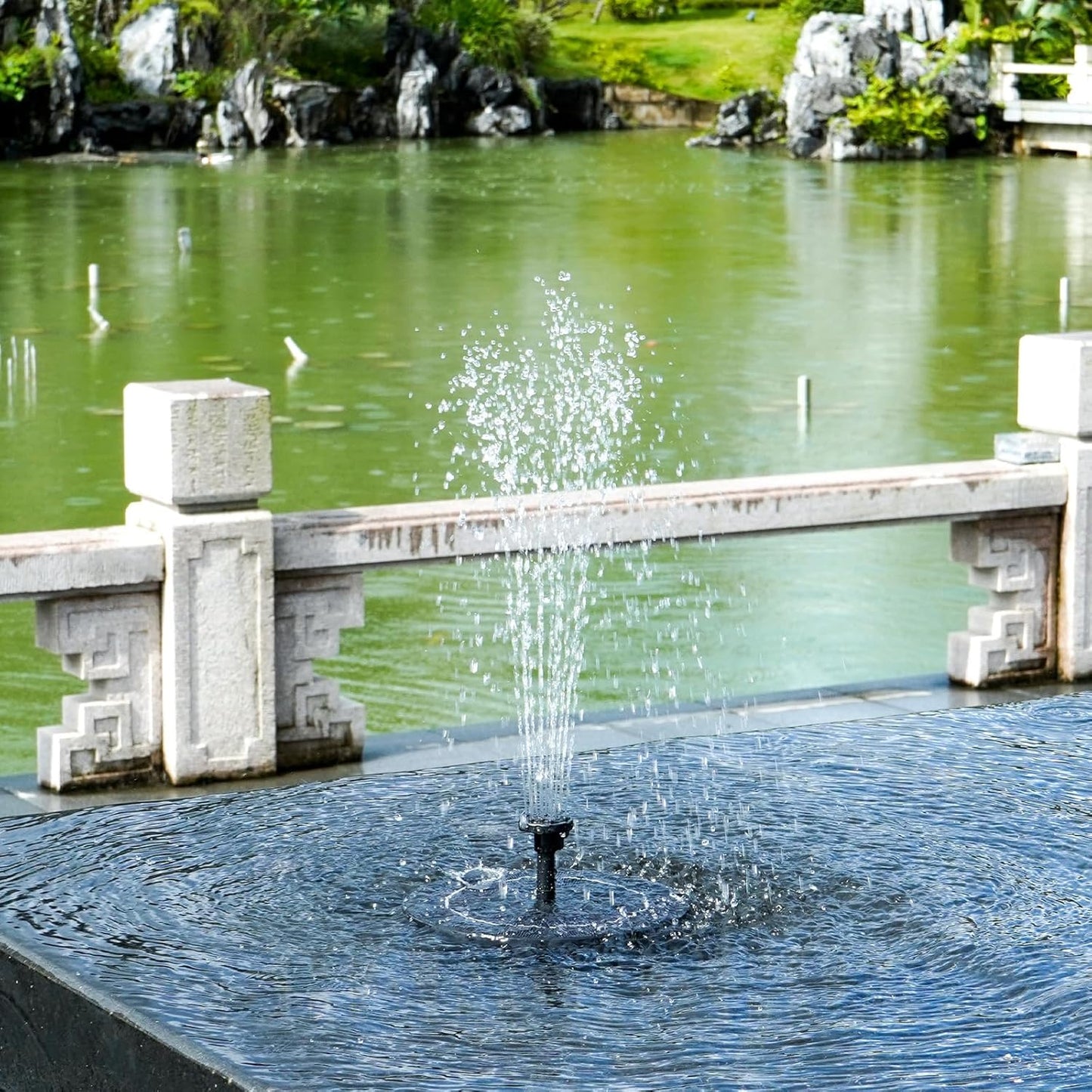 Skiennix Solar Fountain - 1.5W Floating Bird Bath Pump with 6 Nozzles | Ideal for Garden & Pond