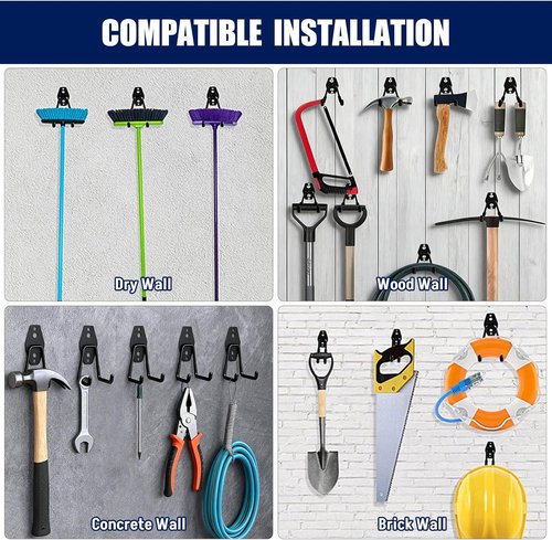 Heavy Duty Garage Hooks - 12 Pack Iron Storage Hangers with Anti-Slip Coating for Tools, Bikes & Ladders