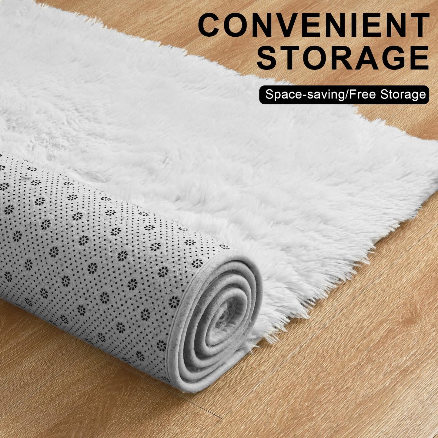 Merelax Soft Modern Indoor Large Shaggy Rug for Bedroom Livingroom Dorm Kids Room Home Decorative, Non-Slip Plush Fluffy Furry Fur Area Rugs Comfy Nursery Accent Floor Carpet 5x8 Feet, Ivory