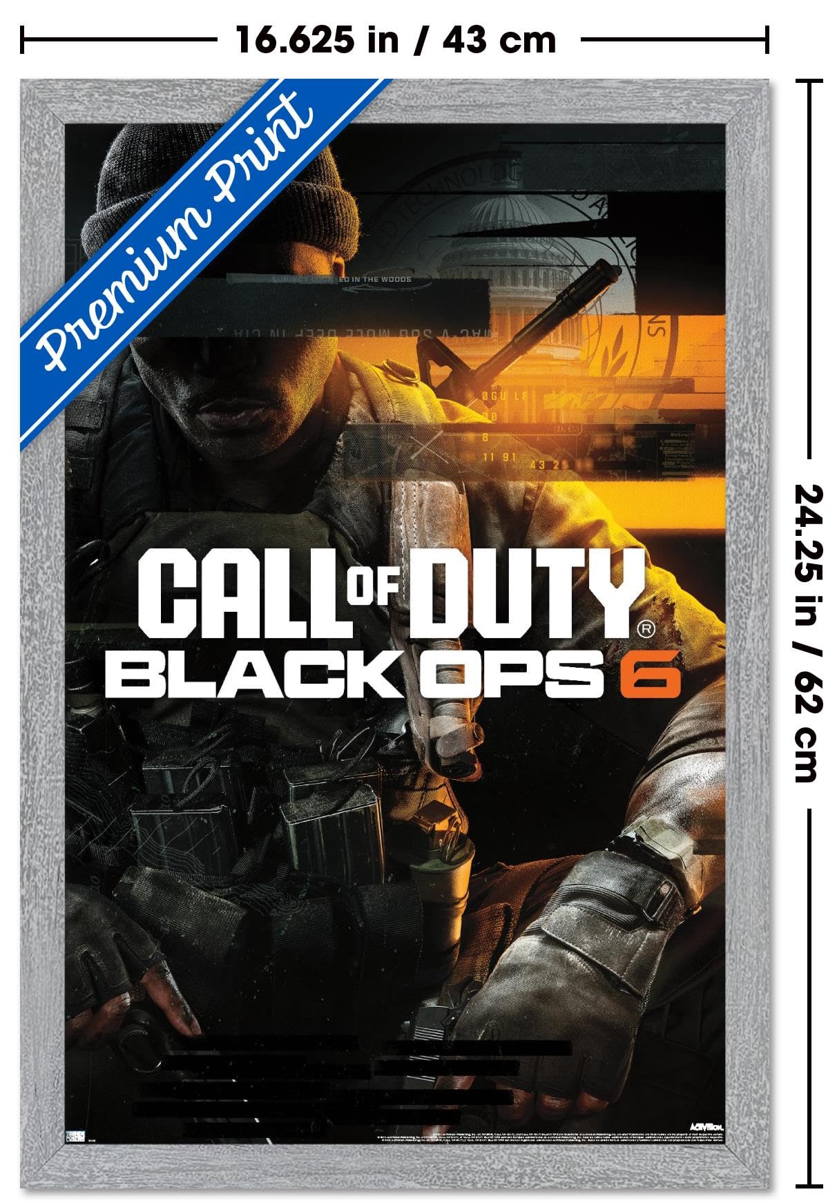 Call Of Duty: Black Ops 6 - Key Art Wall Poster, 22.4L" x 14.7W", Gray Framed Version