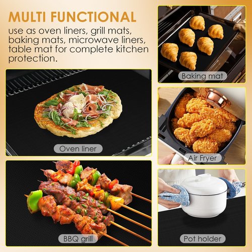 HOTEC Heavy Duty Oven Liners - 3 Pack Non-Stick Mats | 17"x25" Heat Resistant Up to 500°F, BPA & PFOA Free