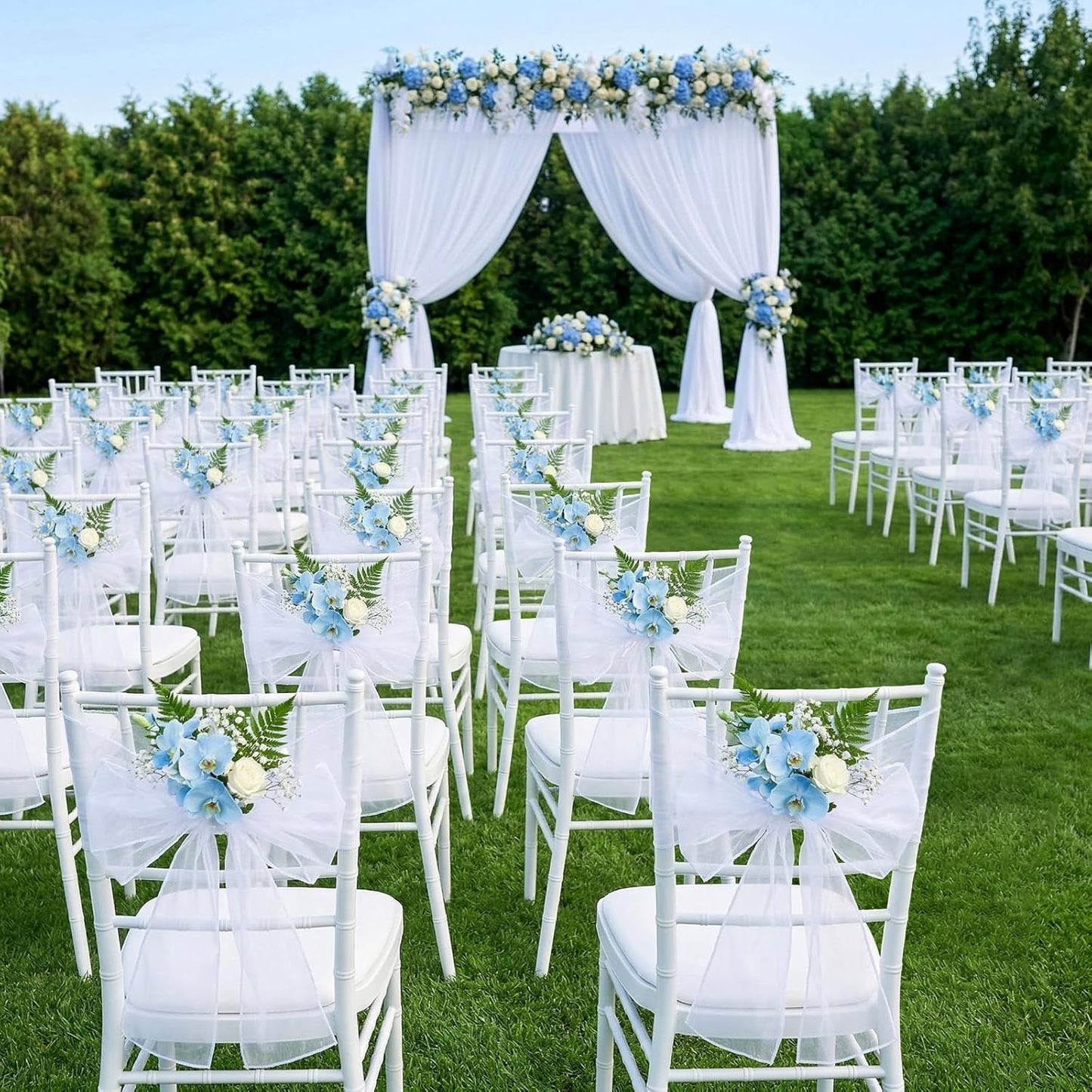 Tosnail Organza Chair Sashes - 30 Pack Tulle Bows for Weddings & Parties | 108 x 6.7 Inches, White