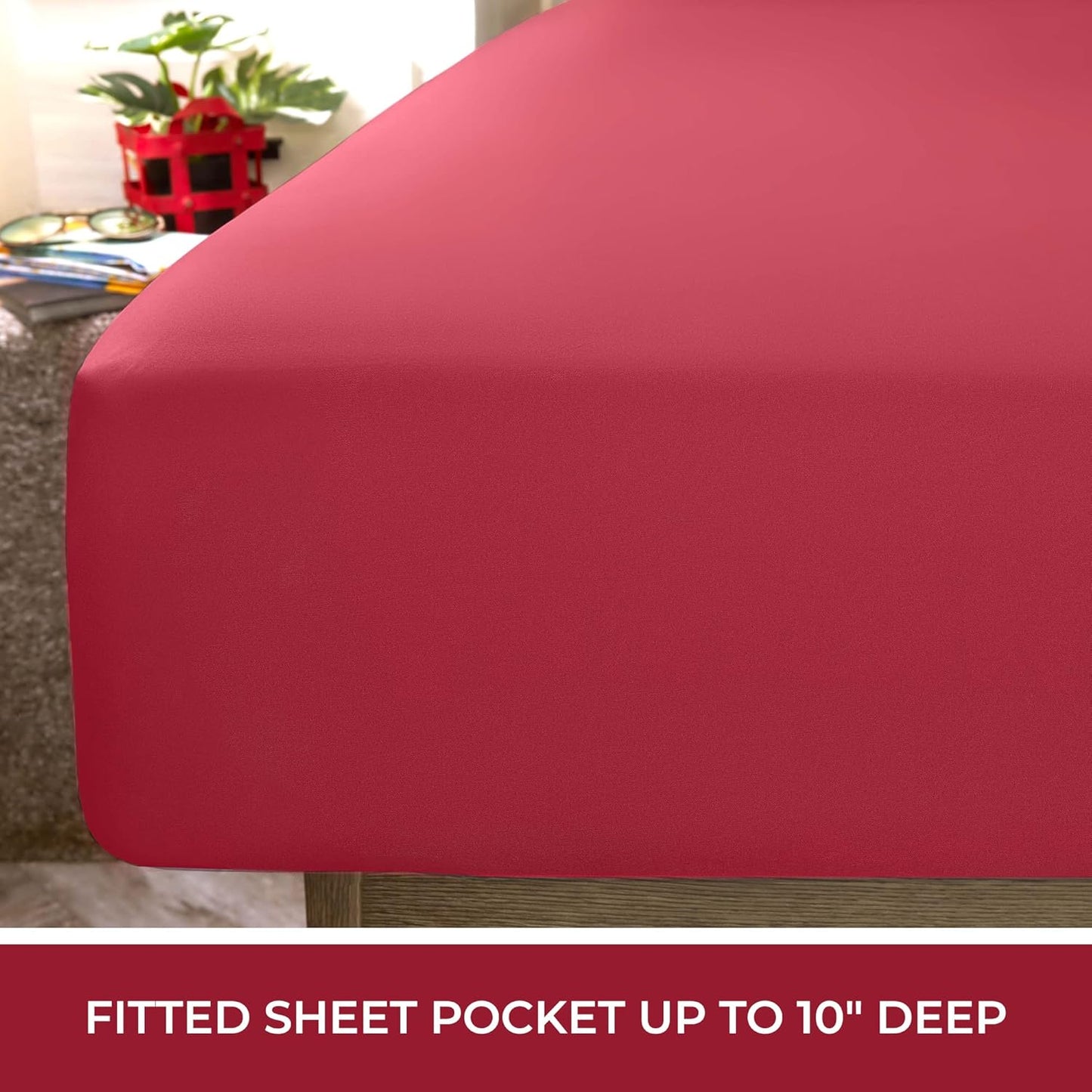 Mellanni RV Short Queen Sheets - Luxury 4 PC Bedding Set | Extra Soft, Cooling, Deep Pocket (Brick Red)