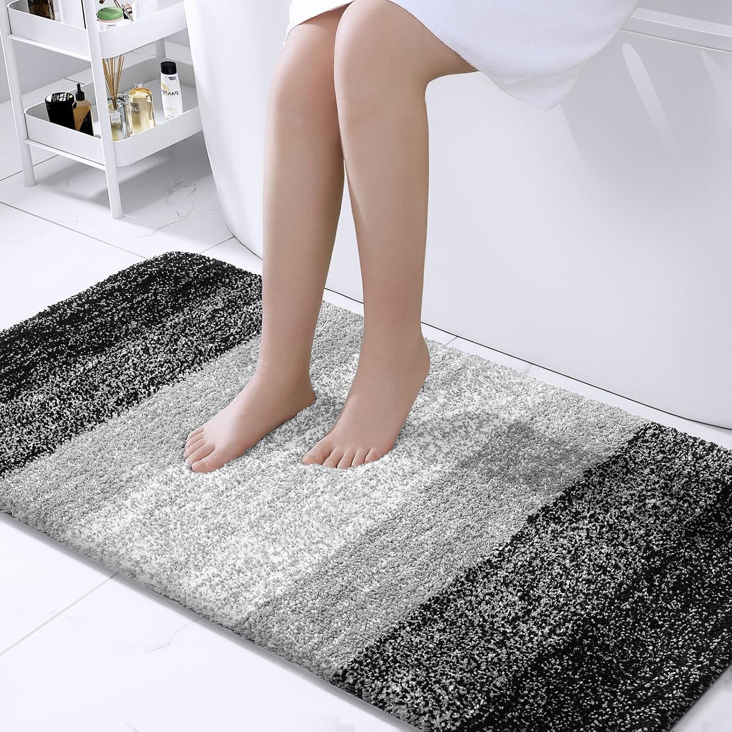 OLANLY Bathroom Rug Mat - Extra Soft Microfiber Non-Slip Bath Carpet Runner | 44x24 Inches, Black