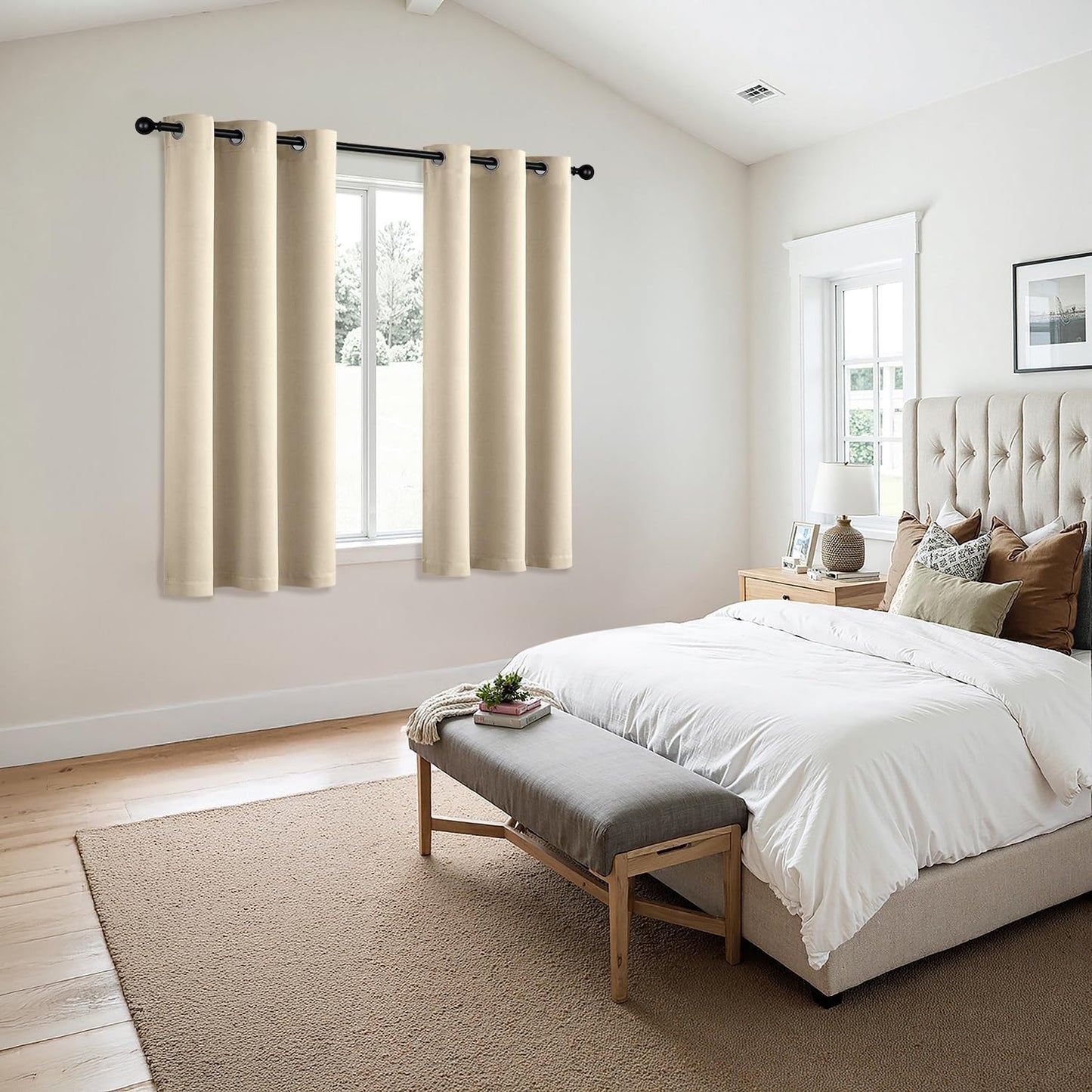 MIULEE Blackout Curtains - Thermal Insulated Room Darkening Drapes | Cream Beige, 63 Inches Long, 2 Panels
