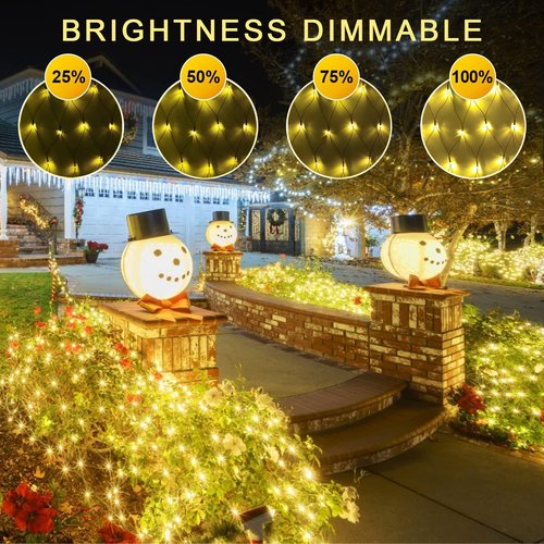 JMEXSUSS 360 LED Christmas Net Lights - Waterproof Connectable 12ft x 5ft Warm White Mesh Lights