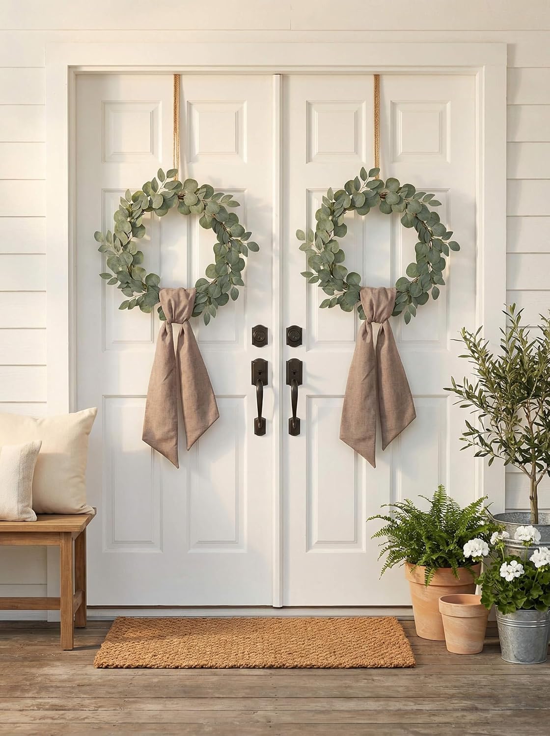 YKW Brown Wreath Sash - 55"x5" Linen Look Blank Ribbon for DIY Embroidery & Monogram Decor