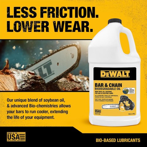 DEWALT – Eco-Friendly Biodegradable Bar & Chain Oil – Non-Toxic Lubricant for Gas & Electric Saws | 1 Gallon