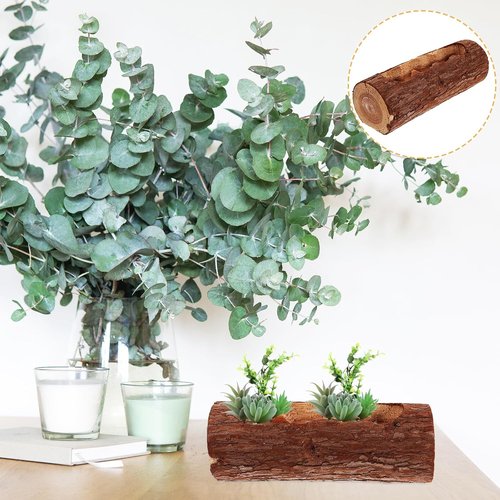 GANAZONO Wooden Candle Stand - Natural Log Plant Pot Holder for Creative Home Decor | Balcony & Garden Use