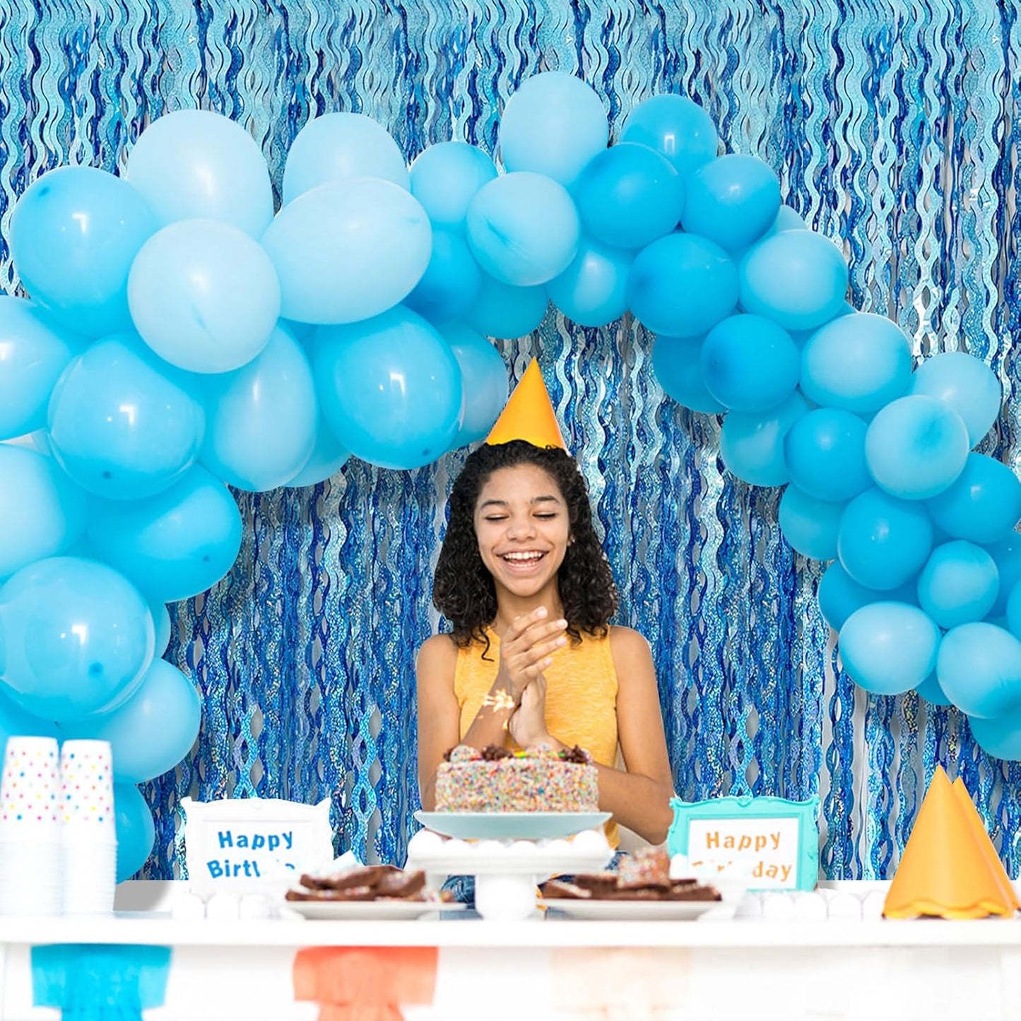 Skiennix Tinsel Foil Fringe Curtains - Sparkling Wavy Backdrop for Parties & Events | Perfect for Photo Booths