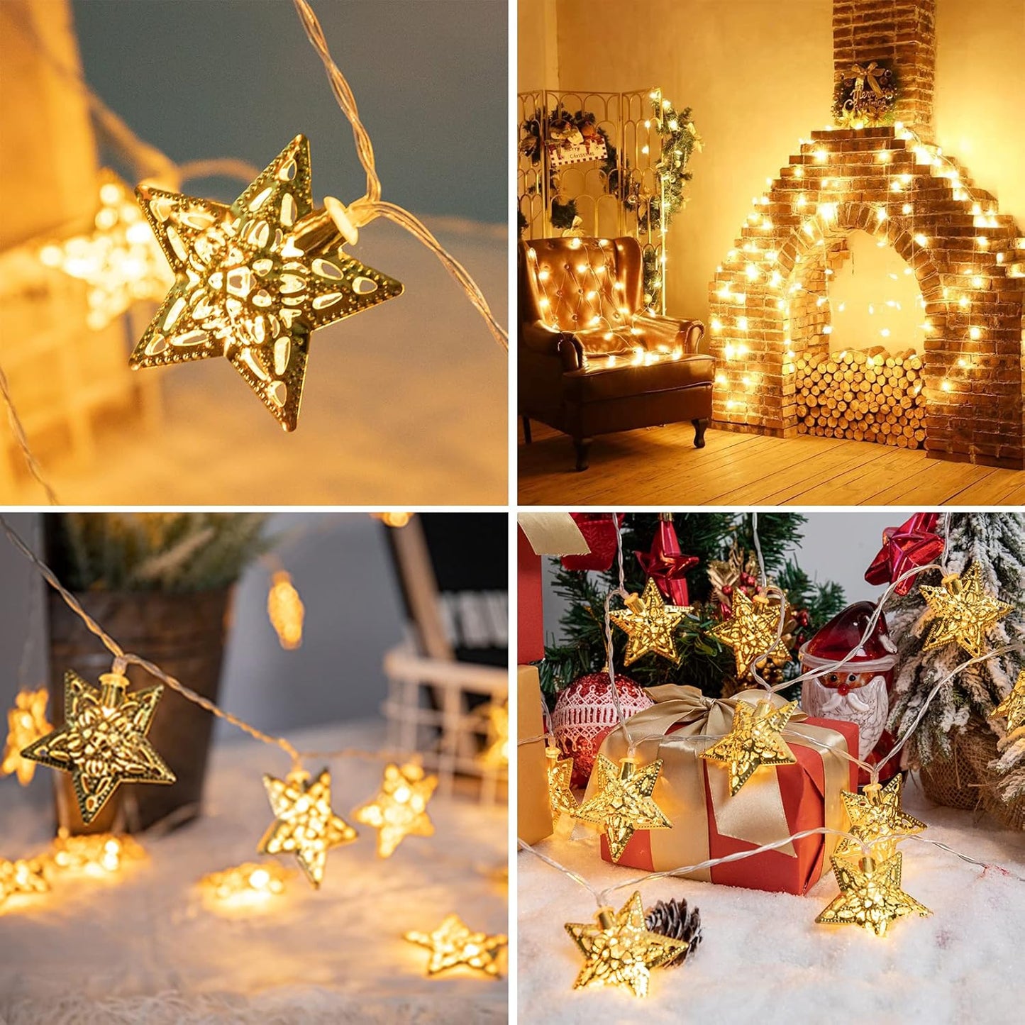 Vigdur 10Ft Star String Lights - 20 LED Fairy Lights with Timer | Battery Operated Ramadan Home Decor