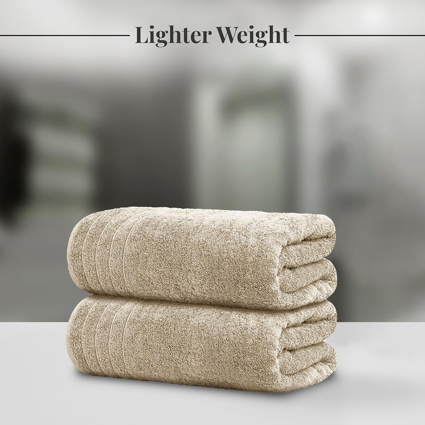 Tens Towels Extra Large Bath Towels - 100% Cotton, Super Soft & Absorbent | 30 x 60 Inches, Beige - Pack of 4
