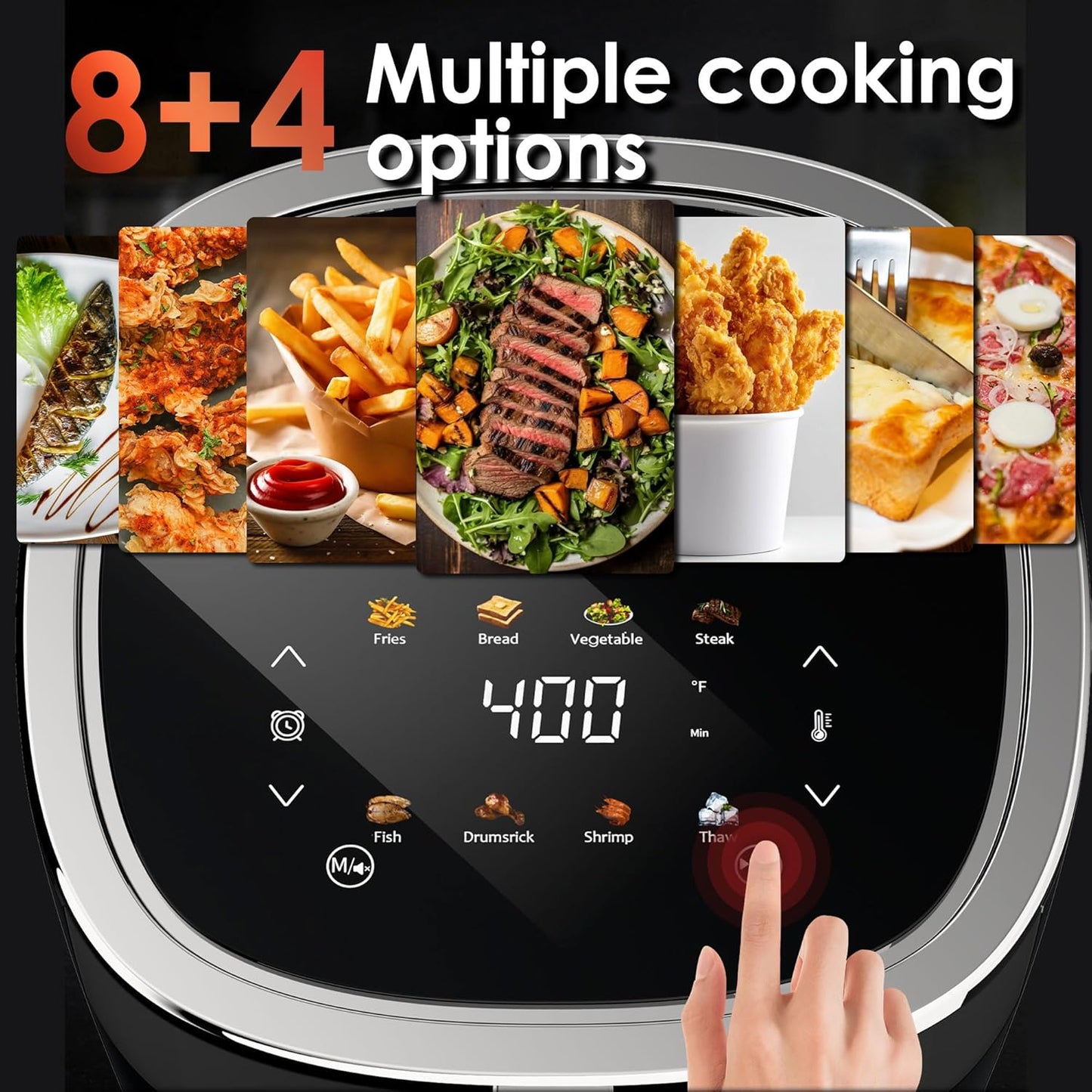 Skiennix 9-in-1 Compact Air Fryer - Smart Digital Touchscreen, 4QT, Dishwasher Safe, Less Oil Cooking