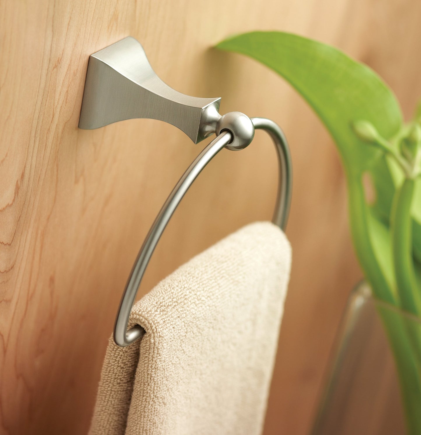 Moen DN8324BN Retreat Collection 24-Inch Bathroom Single -Towel Bar, Brushed Nickel with Moen DN8386BN Retreat Collection Bathroom Hand -Towel Ring with Hardware, Brushed Nickel
