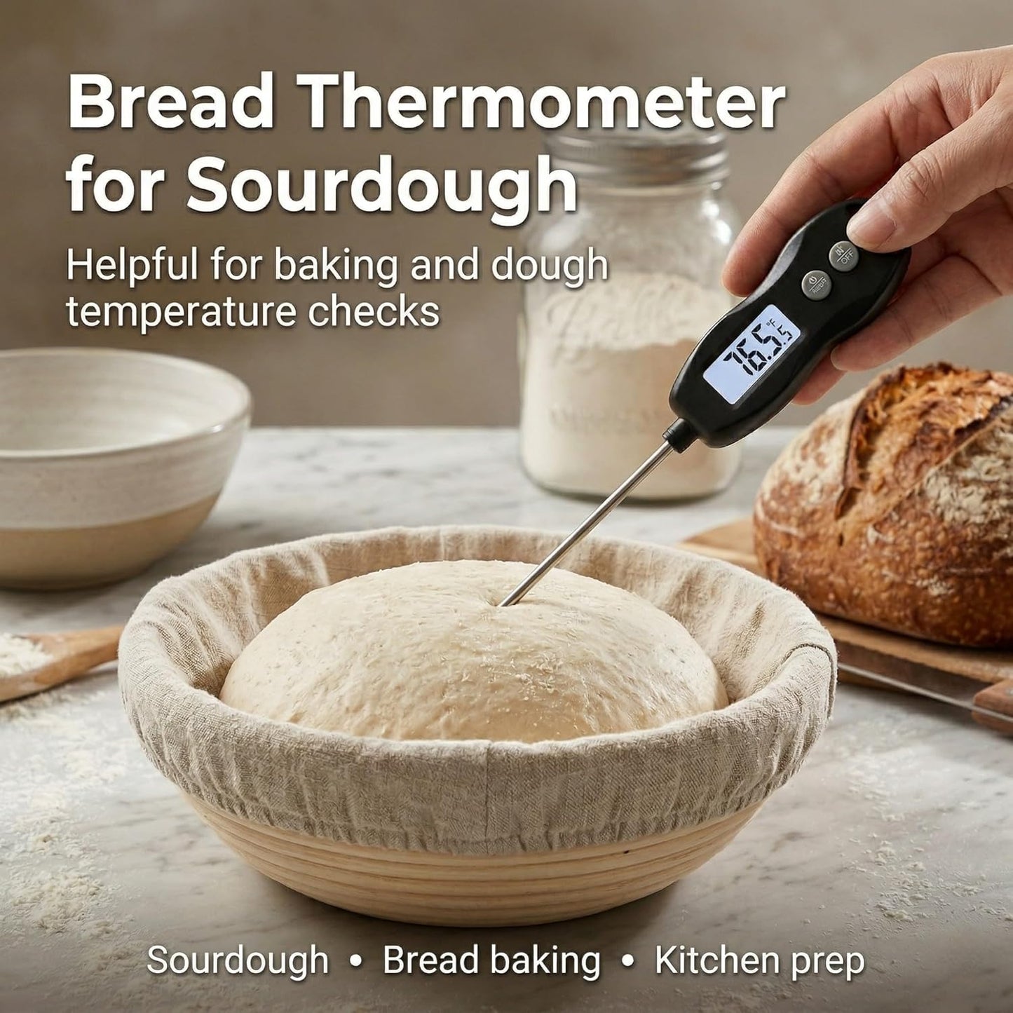 Meat Thermometer Digital - Instant Read Waterproof Cooking Thermometer with Backlight | Black