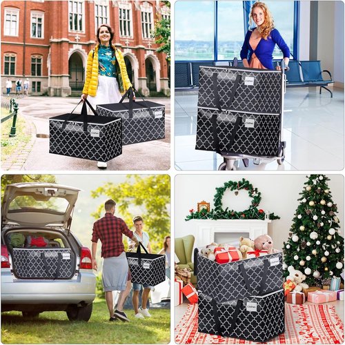 Extra Large Moving Bags by [Brand Name] - Heavy-Duty Storage Totes with Zipper Top & Sturdy Handles | 100L, Black & Gray, 2-Pack