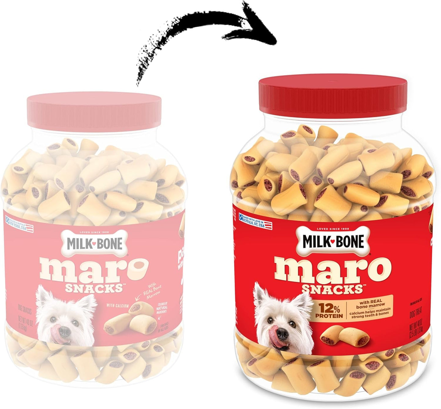 Milk-Bone MaroSnacks Small Dog Treats - Real Bone Marrow Flavor | 40 Oz. Canister