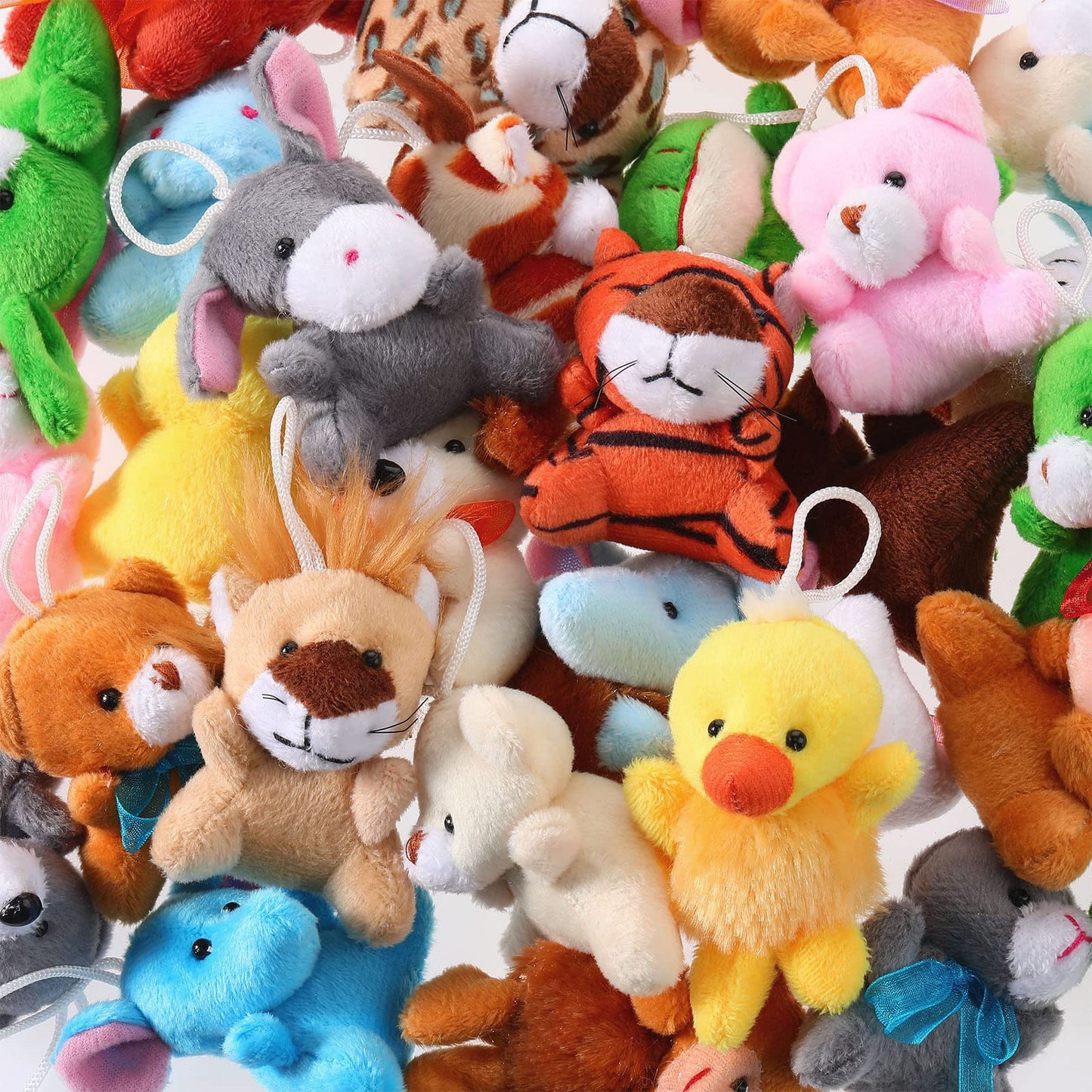 Skylety 60 Pack Animals Mini Plush Party Favors, Cute Small Plush Stuffed Animal Keychain Toy in Bulk for Carnival Prizes, Easter Basket Stuffers, Classroom Reward, Kindergarten Goodie Bag Fillers