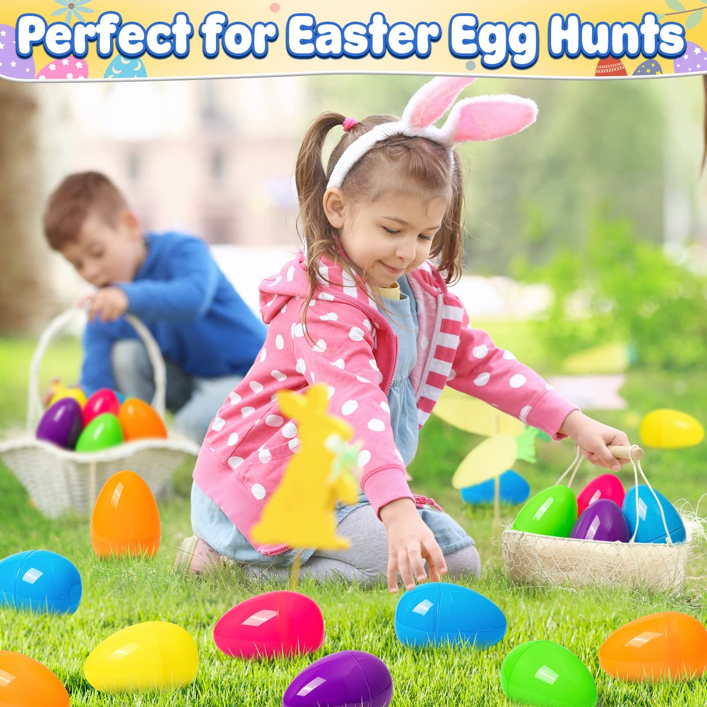 V-Opitos 24 PCS Jumbo Easter Eggs, 6 Inch Large Plastic Easter Eggs, Bulk Fillable Empty Eggs for Easter Egg Hunt, Surprise Eggs, Basket Stuffers Fillers, Easter Party Favor for Kids