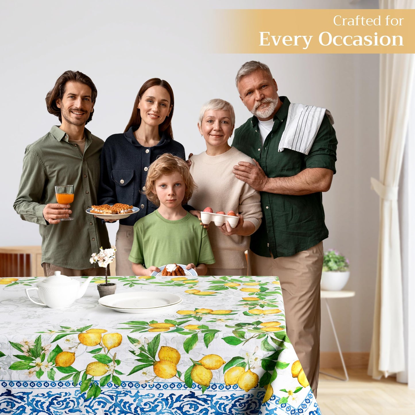 Maison d' Hermine Table Cloth Rectangle Table 100% Cotton 70 x 120 Inches Tablecloth Reusable Decorative for Dining Kitchen Room Farmhouse Home Gifts for Mothers Day Spring Summer - Cedrat