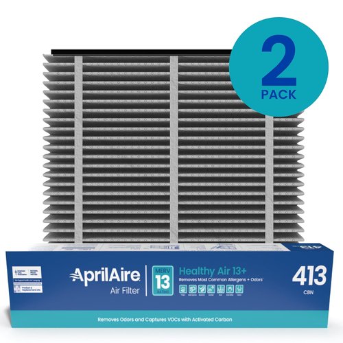 AprilAire 413CBN Replacement Air Filter - MERV 13 with Carbon for Allergy & Odor Control | 16x25x4 (Pack of 2)