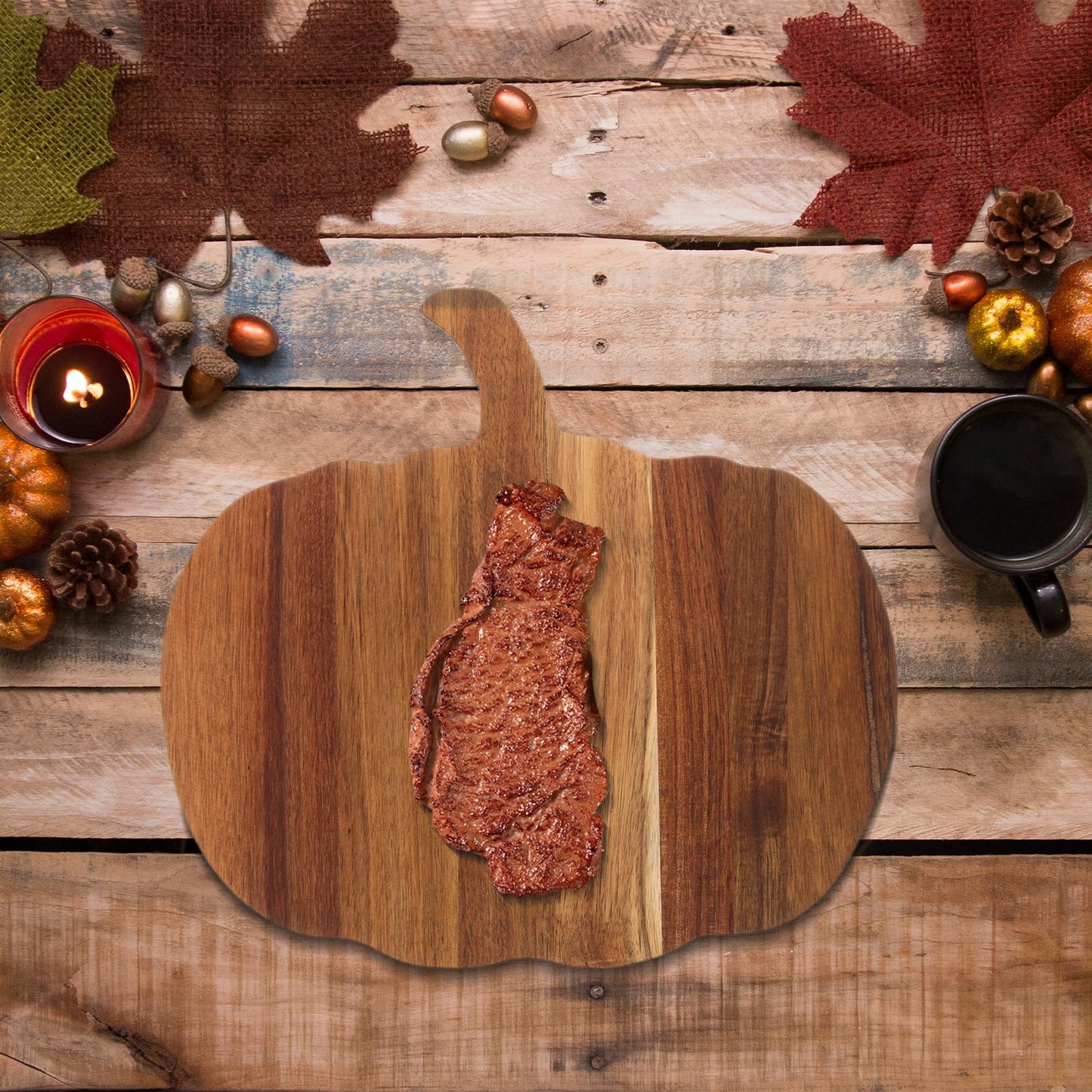 Cabilock Pumpkin Wooden Cutting Board 13-Inch Fall Pumpkin Charcuterie Serving Tray Cheese Board Sushi Display Kitchen Cutting for Autumn Entertaining