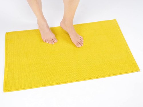 Cotton Paradise 100% Cotton Bath Mat - Non-Slip, Soft & Absorbent, Quick Dry | 20x34 Inch Yellow Rug