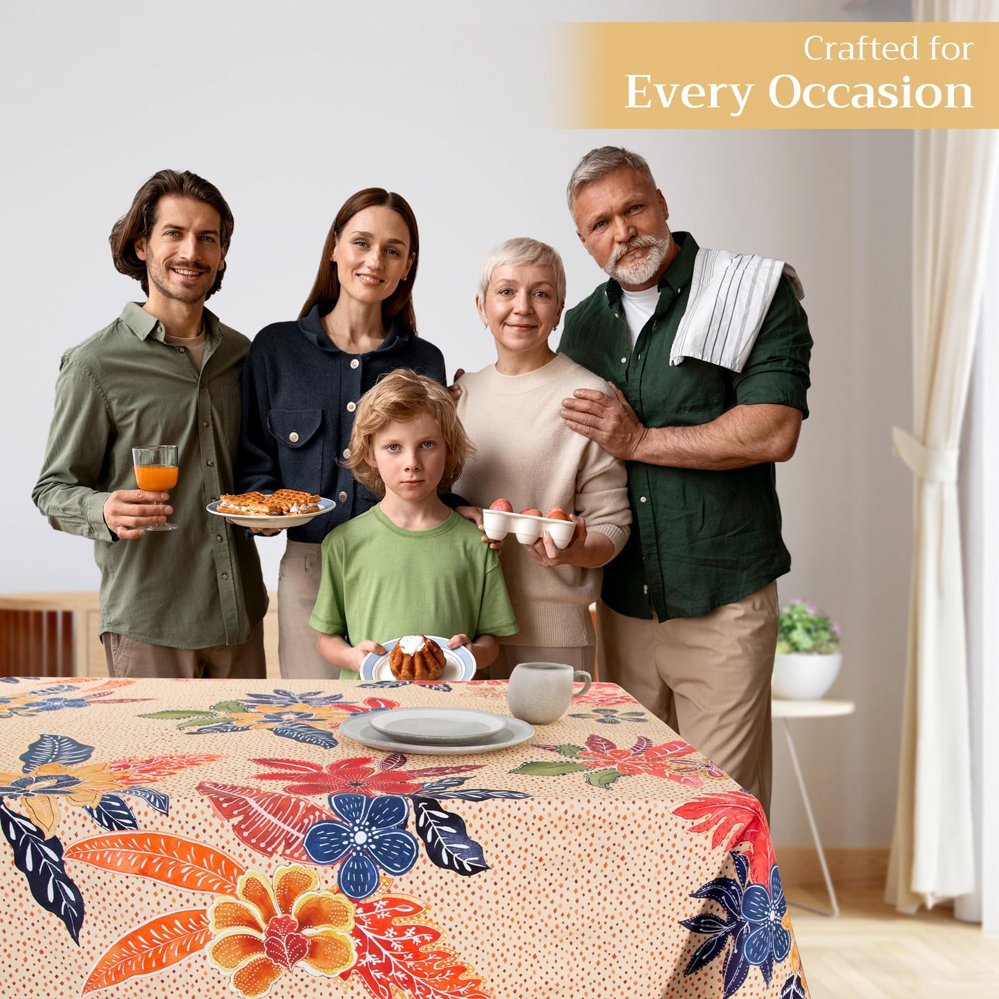 Maison d' Hermine Table Cloth Rectangle Table 100% Cotton 60 x 108 Inches Fall Tablecloth Reusable Everyday Use for Thanksgiving Christmas Decorations Dining Farmhouse Party (Kalahari)