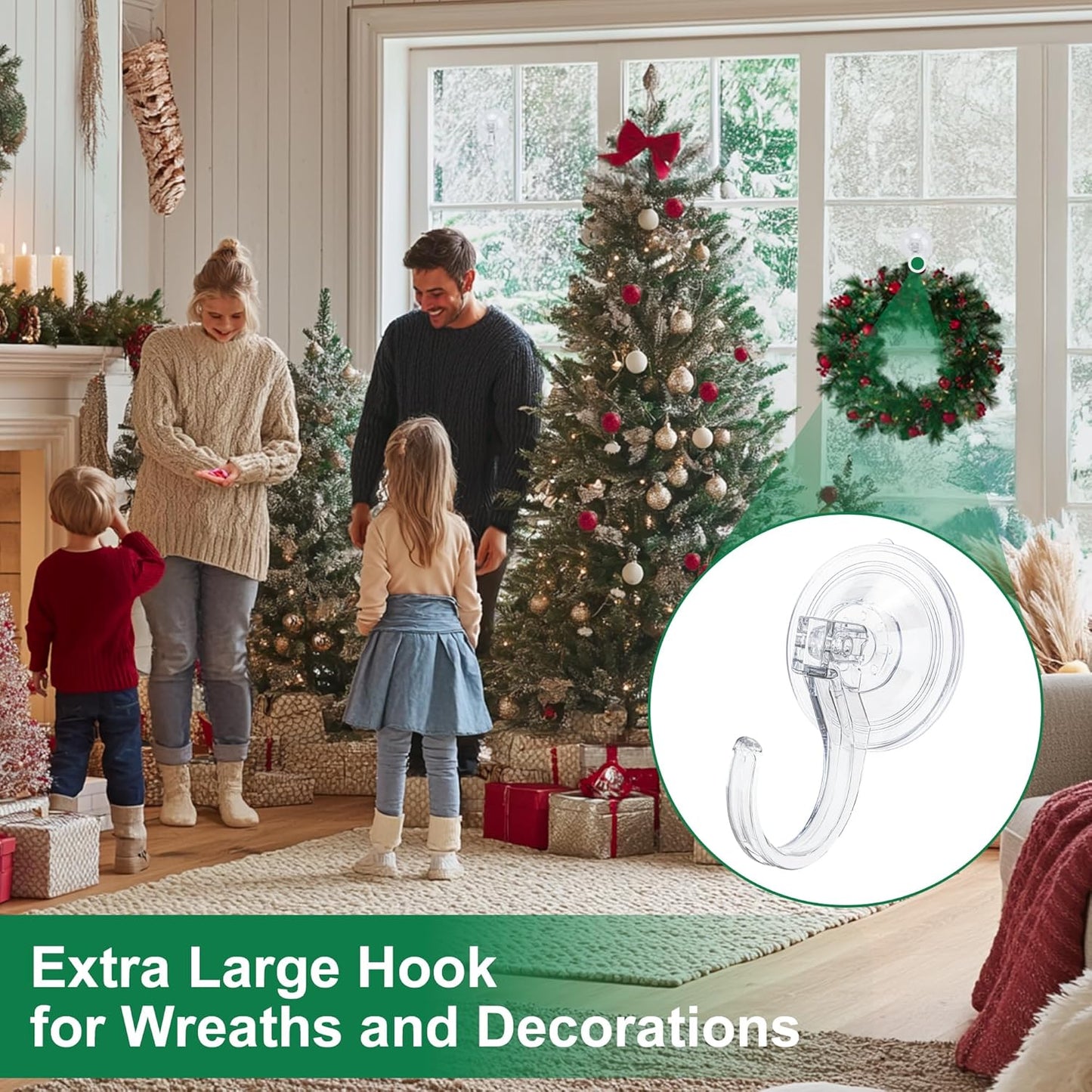 Antimbee Wreath Hangers - Extra Large Suction Cup Hooks for Front Door | Heavy Duty 1.9" Holds Up to 18 Lbs