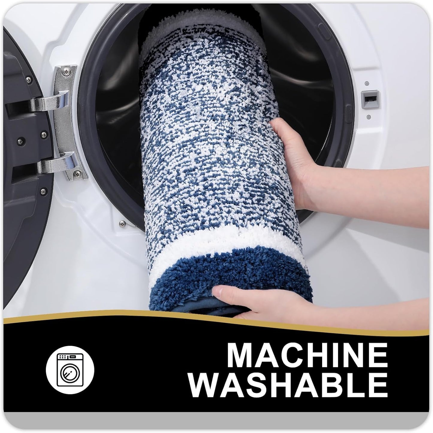 OLANLY Bathroom Rugs - Extra Soft Microfiber Bath Mat | Non-Slip, Quick Dry, 24x16, Navy