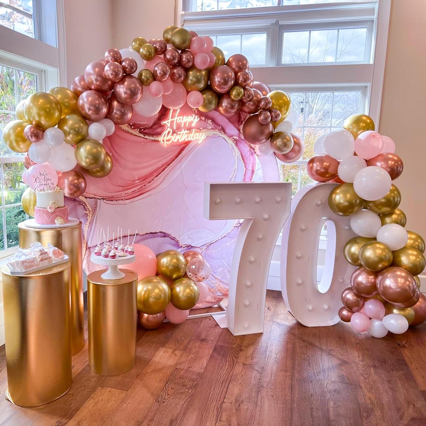 Pink Gold Balloons Set - 12 Inch Latex Balloons with Confetti | Perfect for Bridal Showers & Birthdays