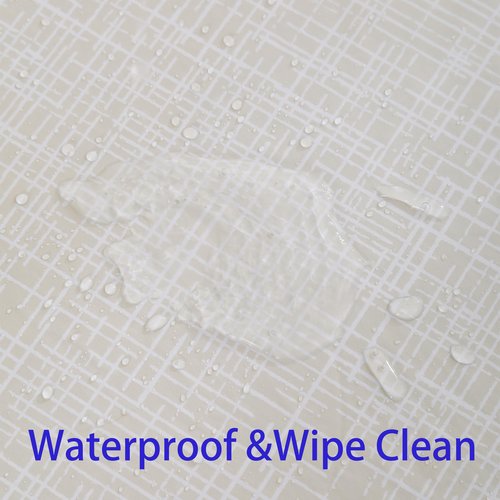 Heavy Duty Vinyl Tablecloth with Flannel Backing Waterproof Oil-Proof Plastic Table Cloth Stain-Resistant Wipeable Rectangle or Square Table Cover for Indoor and Outdoor (Beige Striped，60x102 Inch)