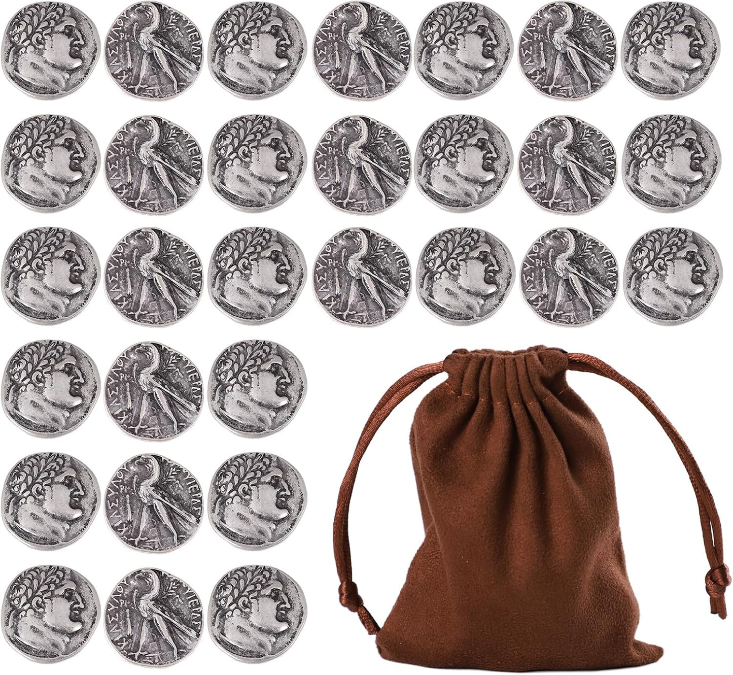 Roman Coins Set by [Brand Name] - 30 Authentic Silver Coins with Coin Bag | Unique Christian Gifts for Priests