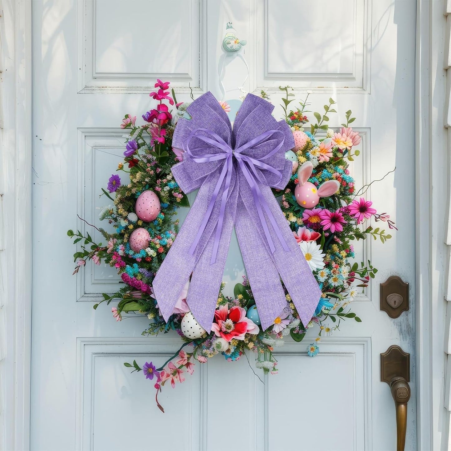 YKW Large Purple Burlap Bow - Elegant 20x11 Inch Wreath Decor for Weddings & Holidays