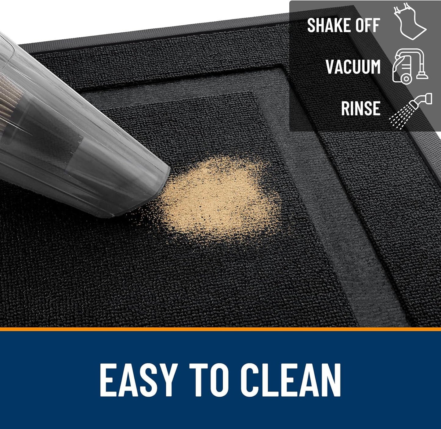 OLANLY Waterproof Front Door Mat - All-Season, Sturdy Natural Rubber, Easy Clean | 29.5x17, Jet Black
