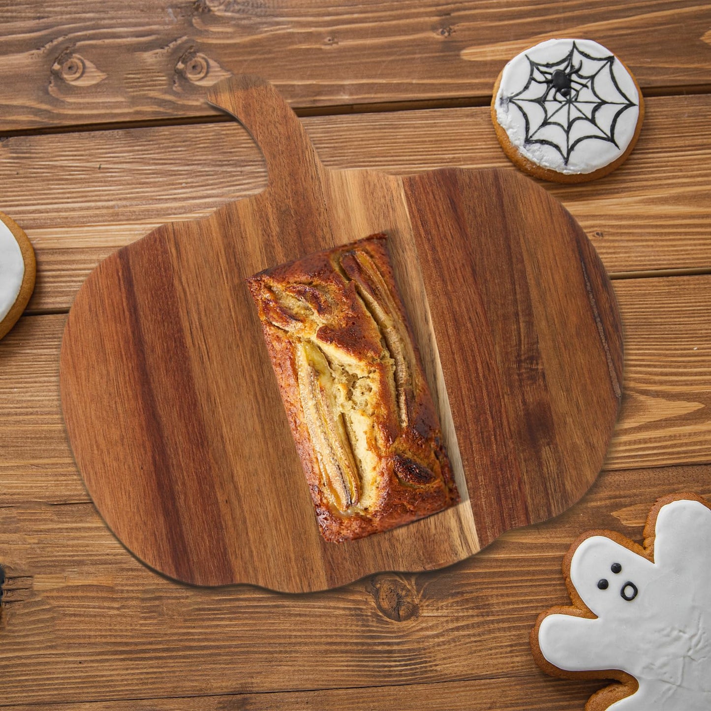 Cabilock Pumpkin Wooden Cutting Board 13-Inch Fall Pumpkin Charcuterie Serving Tray Cheese Board Sushi Display Kitchen Cutting for Autumn Entertaining