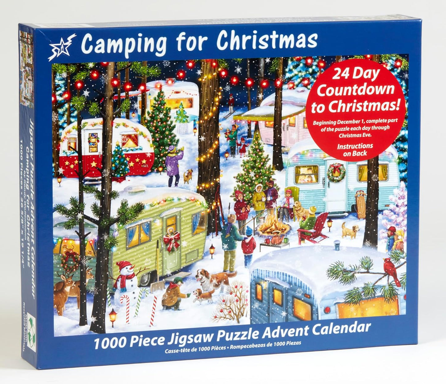 Vermont Christmas Company Jigsaw Puzzle Advent Calendar - 1000 Pieces Camping Theme for Family Fun