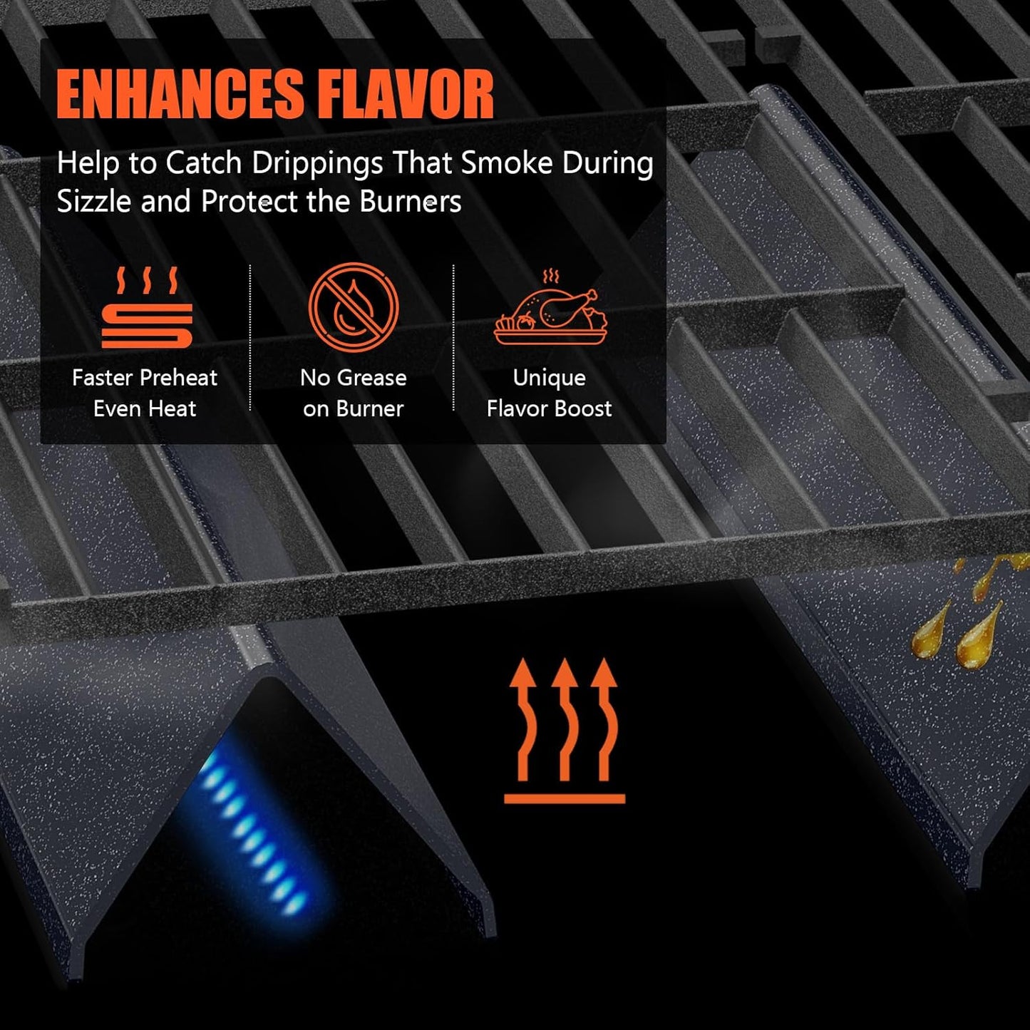 QuliMetal 7635 Flavorizer Bars - Durable 16GA Porcelain Steel for Weber Spirit E210, E220, S210, S215