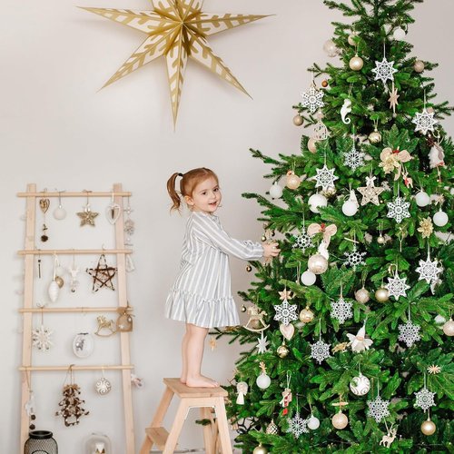 Buryeah Winter Snowflake Ornaments - 36 Pcs Crochet Decorations for Christmas Tree | 6 Stylish Designs