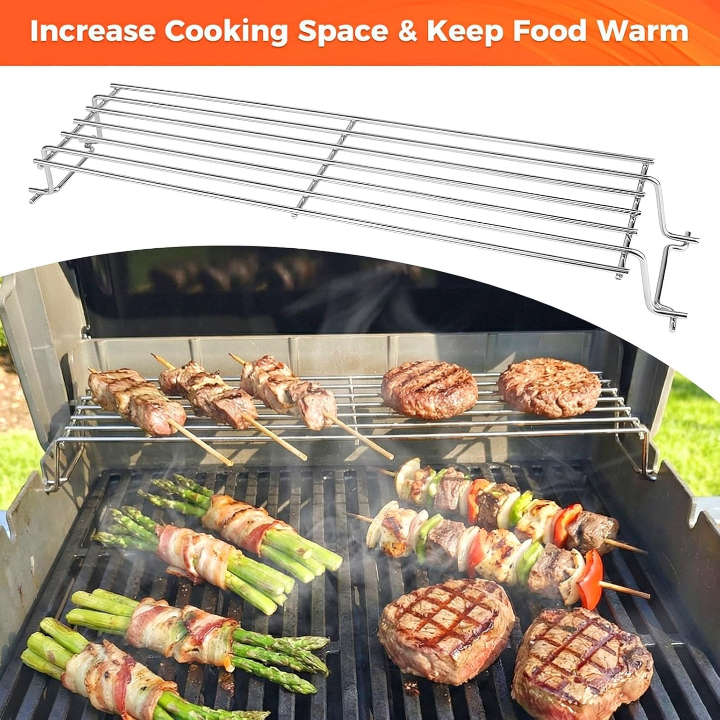 QuliMetal Stainless Steel Warming Rack - Compatible with Weber Spirit 200 & II Series | Replaces Weber 67026