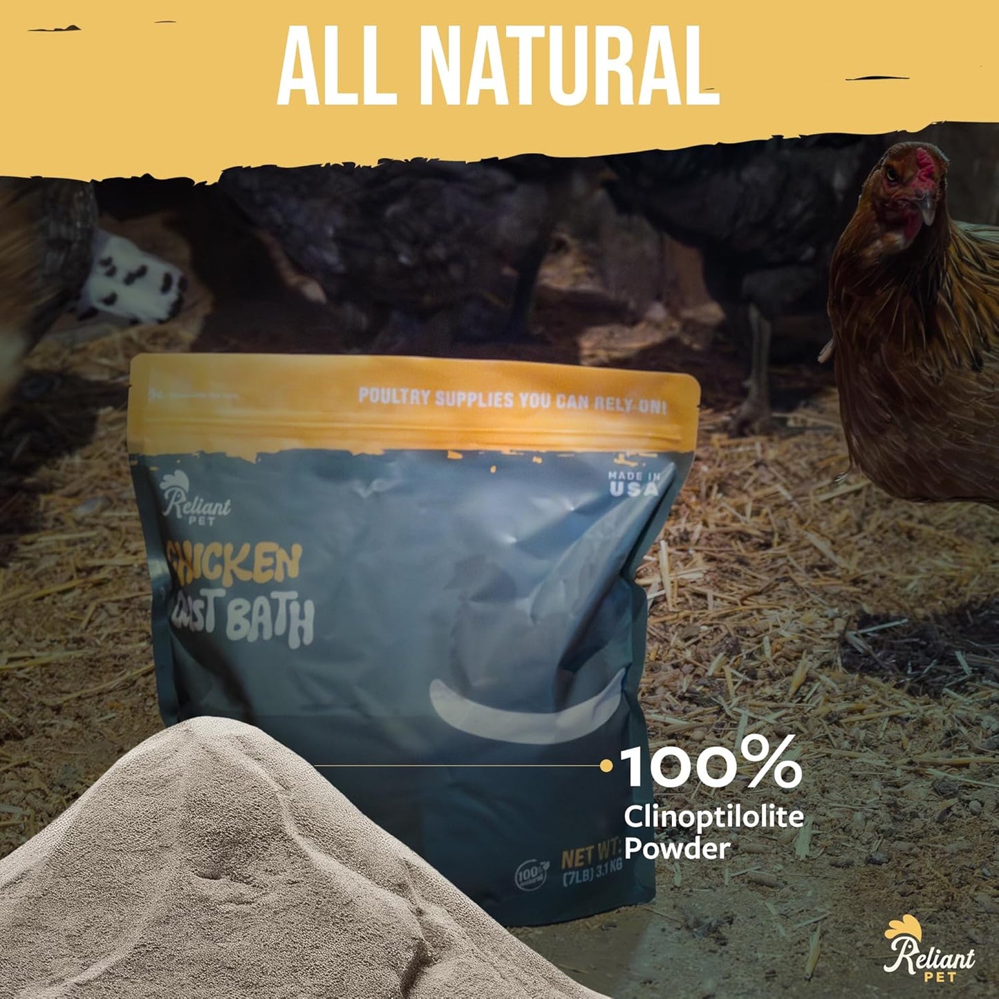 Reliant Pet Chicken Dust Bath - Natural 7lbs Dust for Chickens | Made in USA Poultry Dust Powder