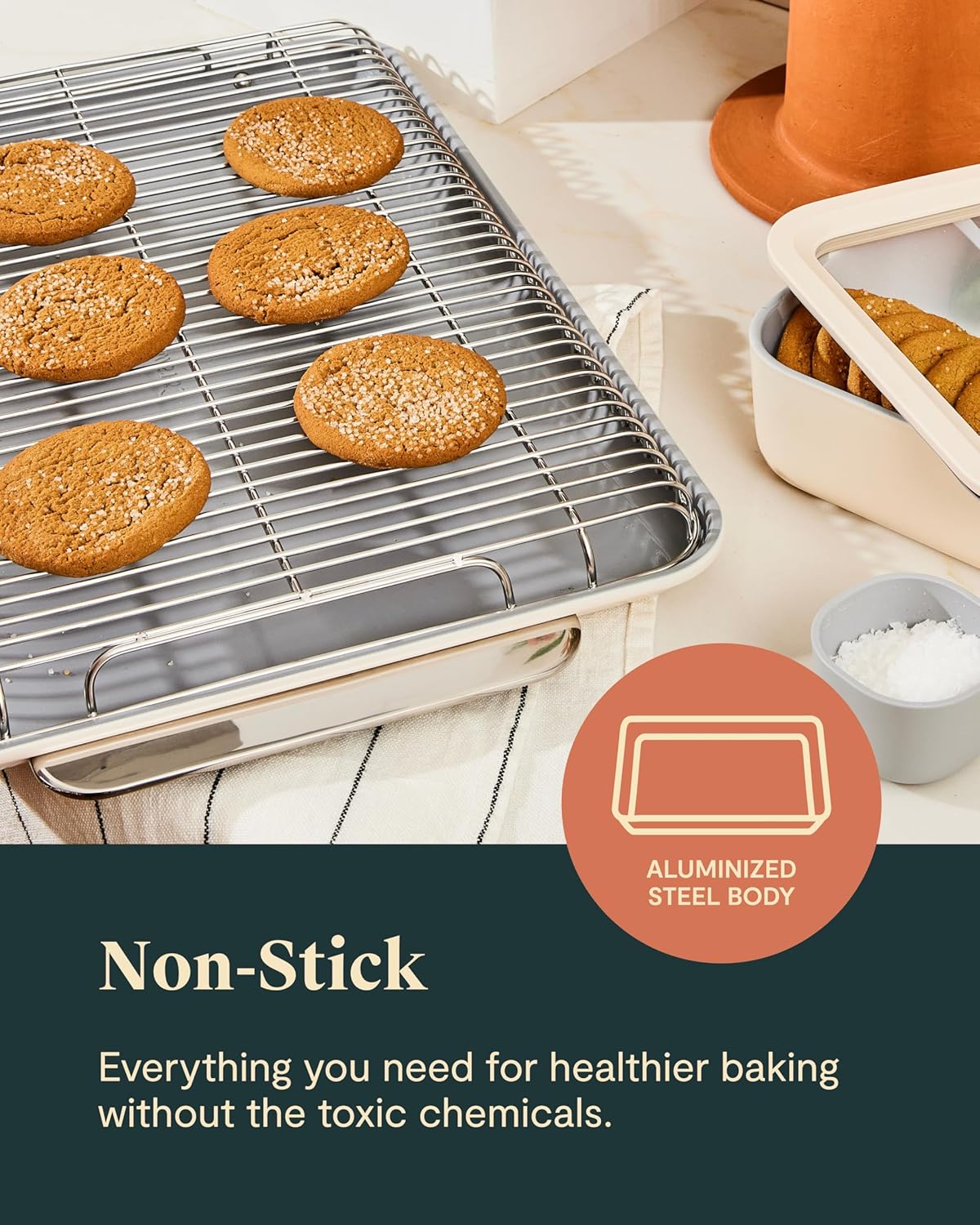 Caraway Nonstick Ceramic Bakeware Set - 11 Pieces with Assorted Pans & Cooling Rack | Non-Toxic, Navy