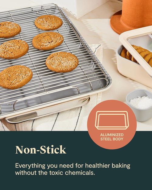 Caraway Nonstick Ceramic Bakeware Set - 11 Pieces with Assorted Pans, Cooling Rack & Storage | Non-Toxic, PTFE & PFOA Free - Slate