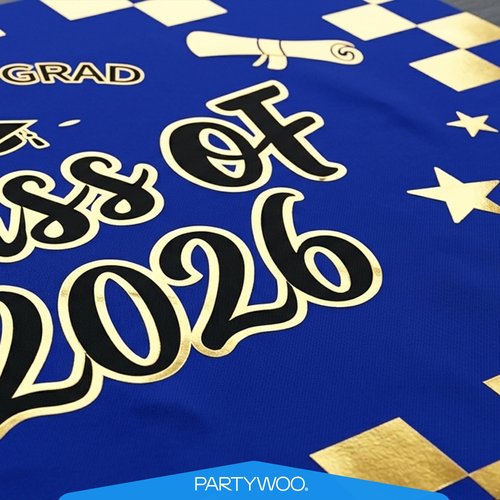 Graduation Decorations Class of 2026 Grad Party Supplies Set with Congrats Grad Backdrop Blue Banner Hanging Swirls Foil Latex Balloons Centerpieces Party Decoration Blue Black Gold 40pcs