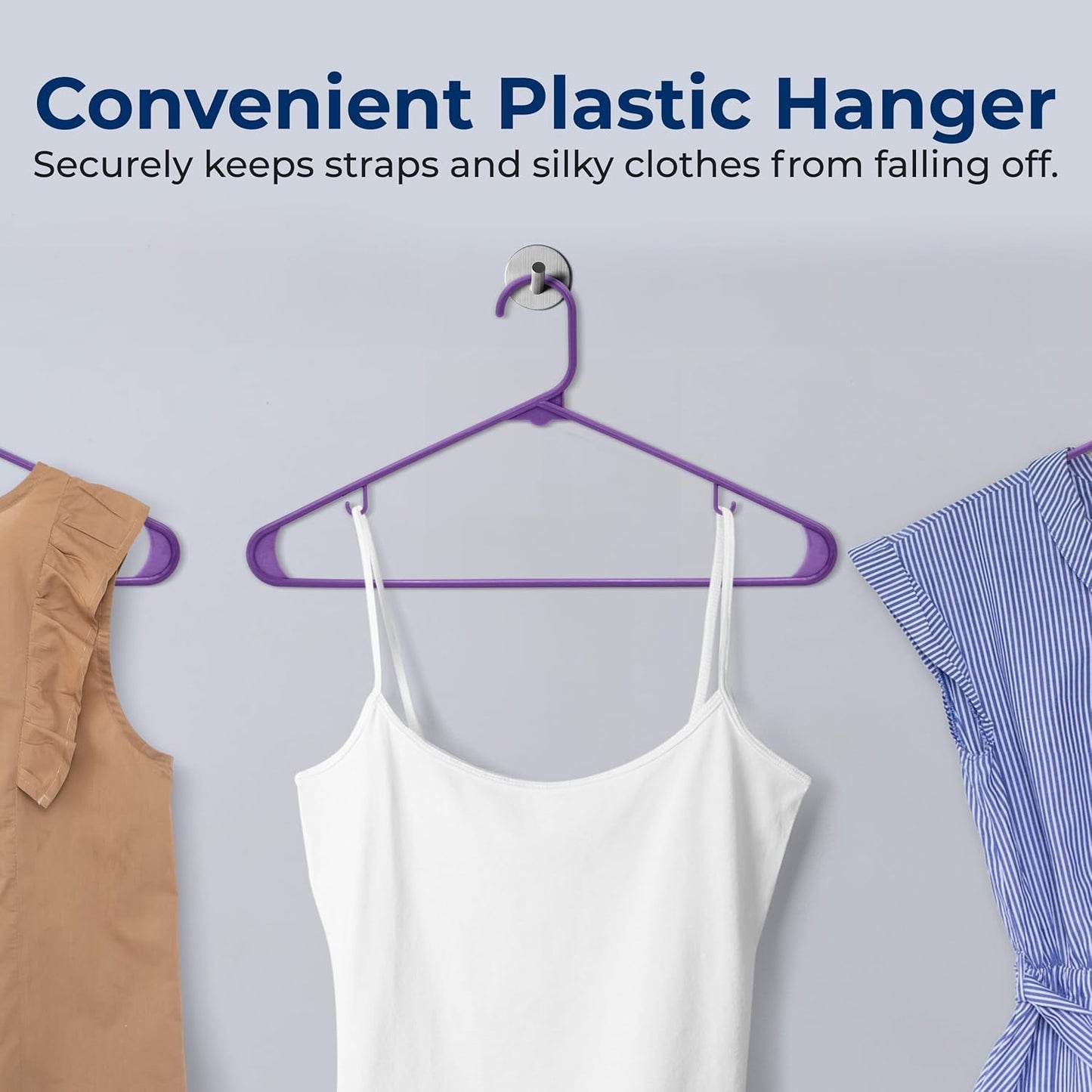 SereneLife Premium Plastic Hangers - Lightweight, Durable Space-Saving Organizers for Clothes | 10 Pack in Purple