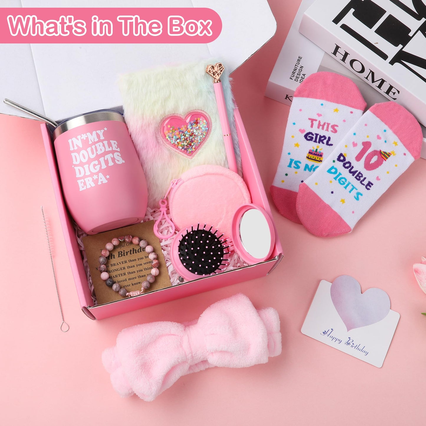 Splendest 10 Year Old Girl Birthday Gifts – Gifts for 10 Year Old Girl, 10th Birthday Pink Gift for Teen Girls, Double Digits Birthday Gift for Daughter, Granddaughter, Niece